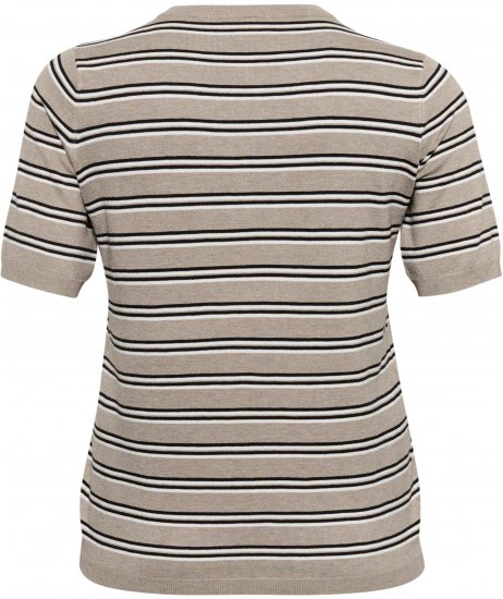 Kaffe Curve Lizzy Pulover în dungi Bej/Negru - Tricouri imprimate pentru femei - 