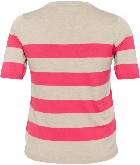 Kaffe Curve Lizzy Pulover în dungi Bej/Zmeură - Tricouri imprimate pentru femei - 