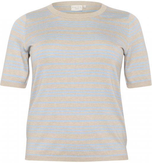 Kaffe Curve Lizzy Pulover în dungi Bej/Albastru deschis - Tricouri imprimate pentru femei - 
