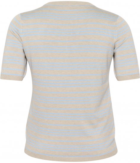 Kaffe Curve Lizzy Pulover în dungi Bej/Albastru deschis - Tricouri imprimate pentru femei - 