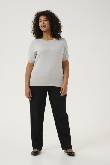 Kaffe Curve Lizzy Pulover în dungi Bej/Albastru deschis - Tricouri imprimate pentru femei - 