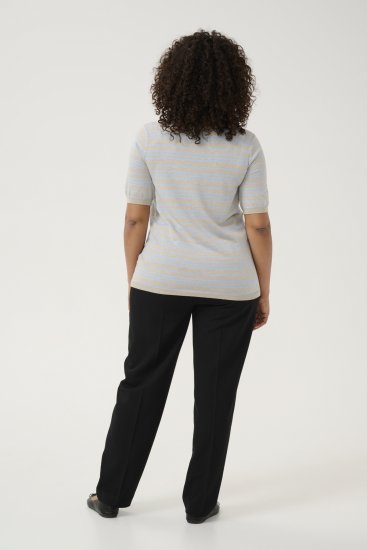 Kaffe Curve Lizzy Pulover în dungi Bej/Albastru deschis - Tricouri imprimate pentru femei - 