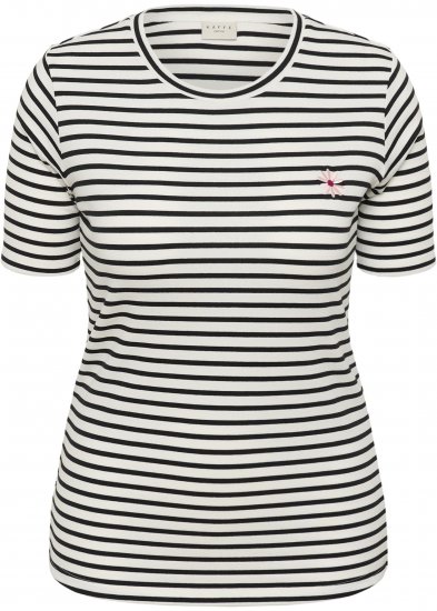 Kaffe Curve Lia Flower T-Shirt Chalk/Deep Black - Tricouri - 