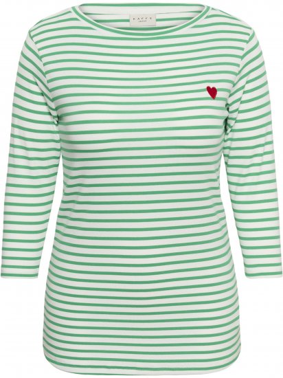 Kaffe Curve Lia Boatneck 3/4 T-Shirt Chalk/Bright Green - Tricouri & topuri - 