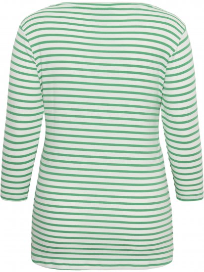 Kaffe Curve Lia Boatneck 3/4 T-Shirt Chalk/Bright Green - Tricouri & topuri - 