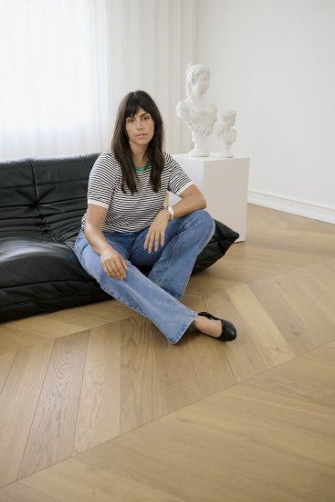 Kaffe Curve Lizzy Knit T-Shirt Chalk/Black Fine Stripe - Tricouri - 