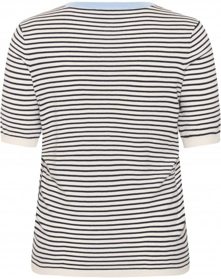 Kaffe Curve Lizzy Knit T-Shirt Chalk/Midnight Fine Stripe - Tricouri - 