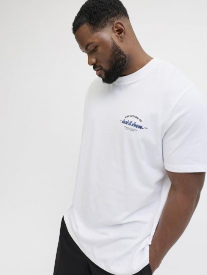 Jack & Jones Brandon T-Shirt White - Tricouri - Tricouri Bărbați Mărimi Mari