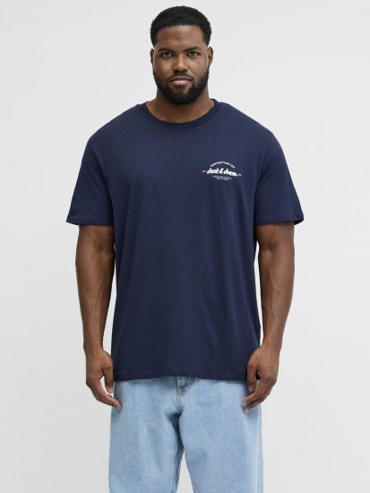 Jack & Jones Brandon T-Shirt Blue - Tricouri - Tricouri Bărbați Mărimi Mari