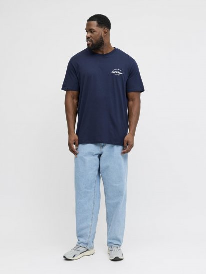 Jack & Jones Brandon T-Shirt Blue - Tricouri - Tricouri Bărbați Mărimi Mari