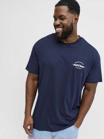 Jack & Jones Brandon T-Shirt Blue - Tricouri - Tricouri Bărbați Mărimi Mari