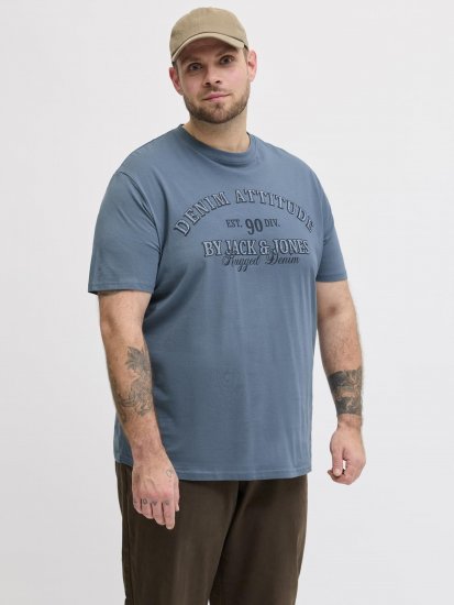 Jack & Jones Edenver T-Shirt Blue - Tricouri - Tricouri Bărbați Mărimi Mari