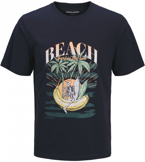 Jack & Jones King Crew Neck T-Shirt Navy - Tricouri cu imprimeu - Tricouri cu imprimeu mărimi mari