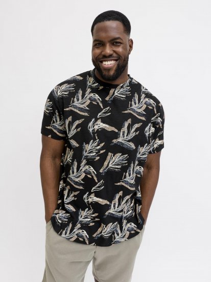 Jack & Jones Montauk T-Shirt Black - Tricouri - Tricouri Bărbați Mărimi Mari