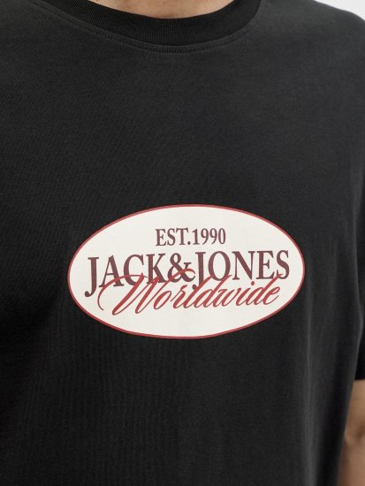 Jack & Jones Catskills Worldwide Tricou Negru - Tricouri - Tricouri Bărbați Mărimi Mari