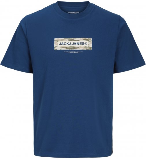Jack & Jones Breeze Branded T-Shirt Blue - Tricouri - Tricouri Bărbați Mărimi Mari