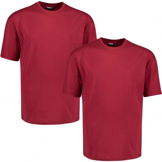 Adamo 129420 Comfort Fit Twin Pack T-Shirt Red - Tricouri fără imprimeu - Tricouri fără imprimeu mărimi mari