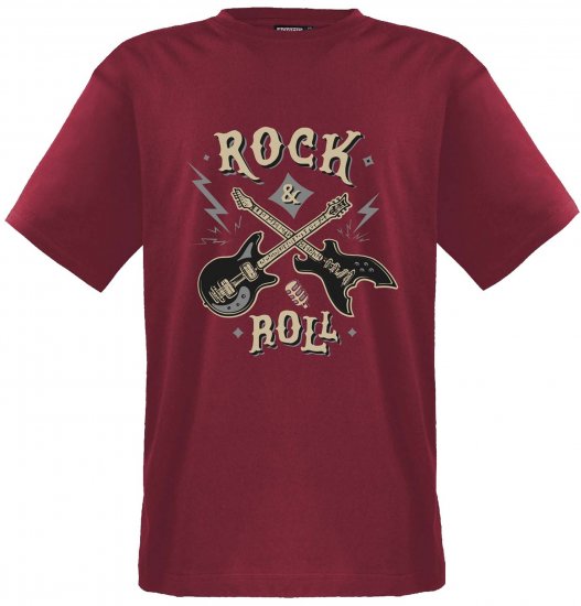 Adamo Rock and Roll Comfort Fit T-Shirt Red - Tricouri cu imprimeu - Tricouri cu imprimeu mărimi mari