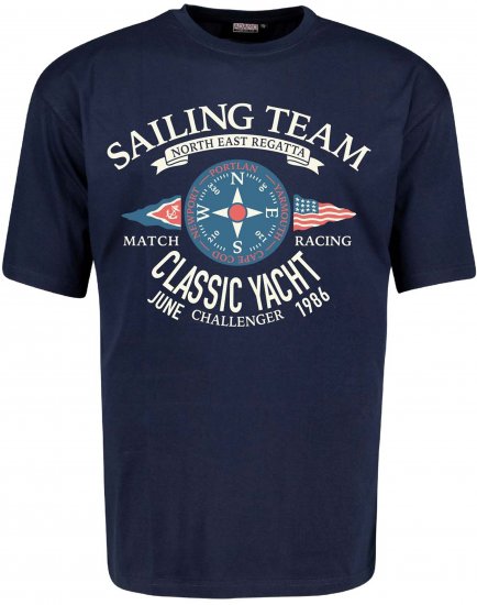 Adamo Sailing Comfort Fit T-Shirt Navy - Tricouri cu imprimeu - Tricouri cu imprimeu mărimi mari
