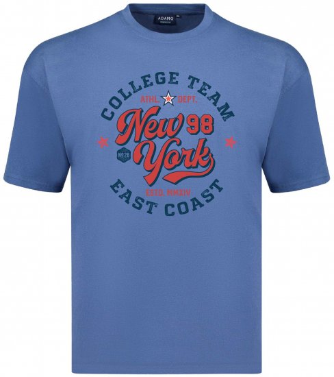 Adamo College Comfort Fit T-Shirt Blue - Tricouri cu imprimeu - Tricouri cu imprimeu mărimi mari