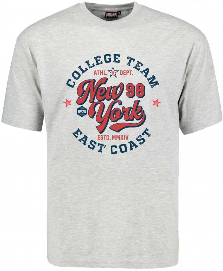 Adamo Motivshirt Comfort Fit College Grey - Tricouri - Tricouri Bărbați Mărimi Mari