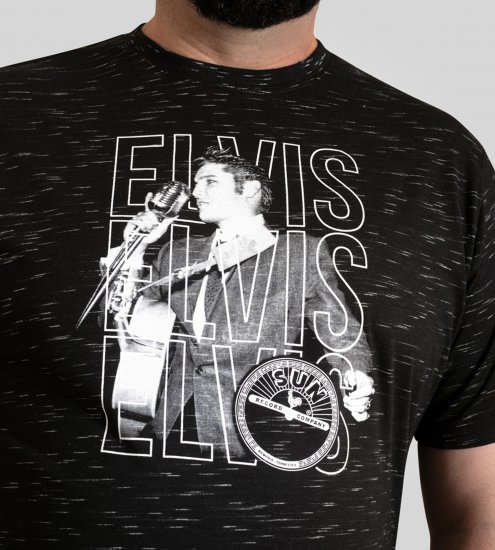 D555 Official Elvis Presley Printed T-Shirt Black - Tricouri cu imprimeu - Tricouri cu imprimeu mărimi mari