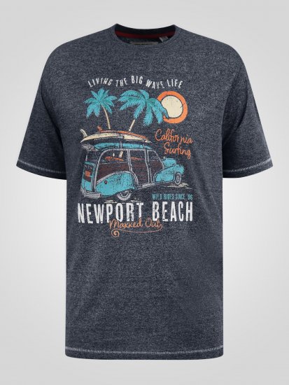 D555 Moyles Newport Beach Woody Car Printed T-Shirt Navy Twist - Tricouri cu imprimeu - Tricouri cu imprimeu mărimi mari