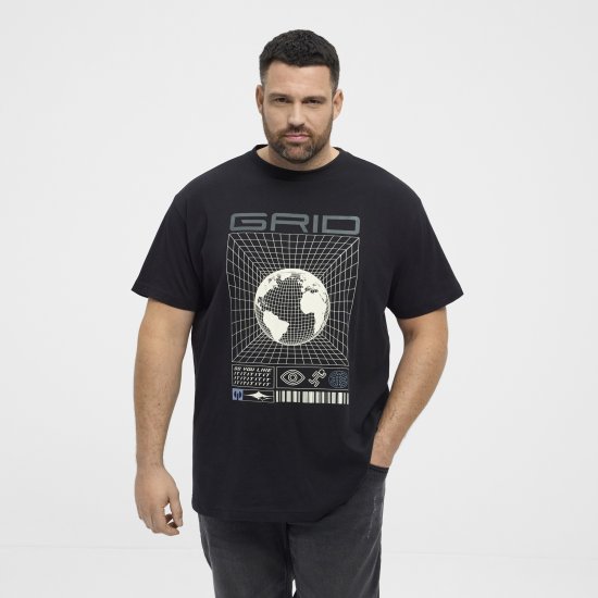North Latitude 53333 Grid Printed T-Shirt Black - Tricouri - Tricouri Bărbați Mărimi Mari