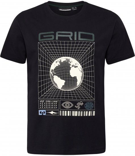 North Latitude 53333 Grid Printed T-Shirt Black - Tricouri - Tricouri Bărbați Mărimi Mari