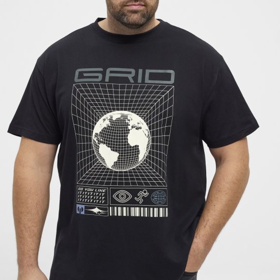North Latitude 53333 Grid Printed T-Shirt Black - Tricouri - Tricouri Bărbați Mărimi Mari