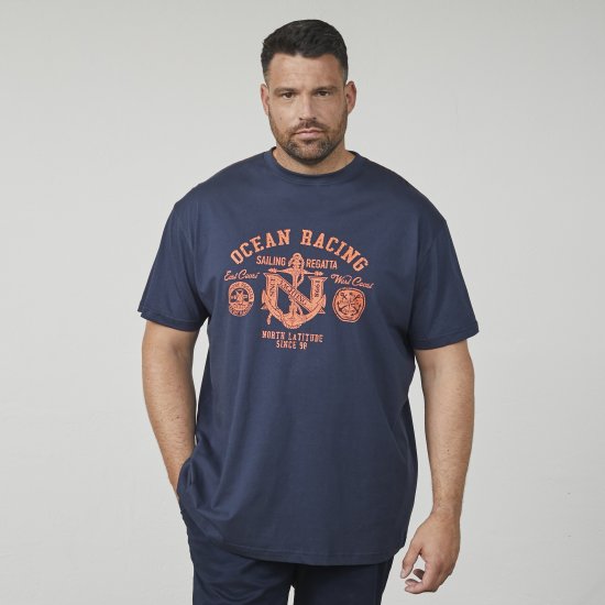 North Latitude 61121 Tricou Cu Imprimeu Albastru Marin - Tricouri - Tricouri Bărbați Mărimi Mari