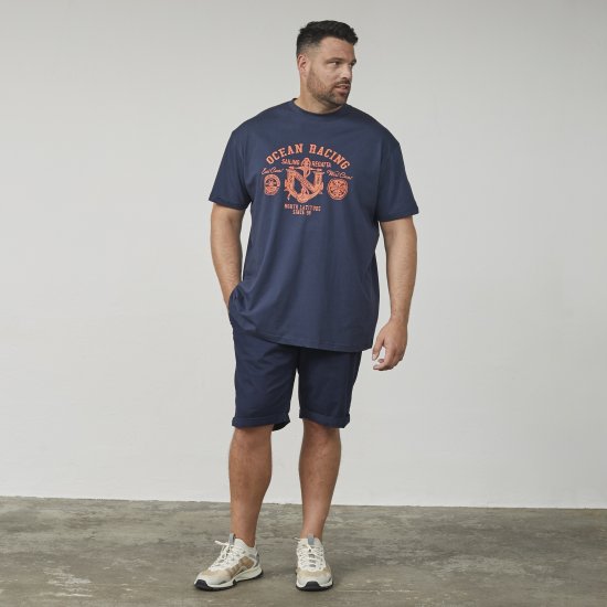 North Latitude 61121 Tricou Cu Imprimeu Albastru Marin - Tricouri - Tricouri Bărbați Mărimi Mari