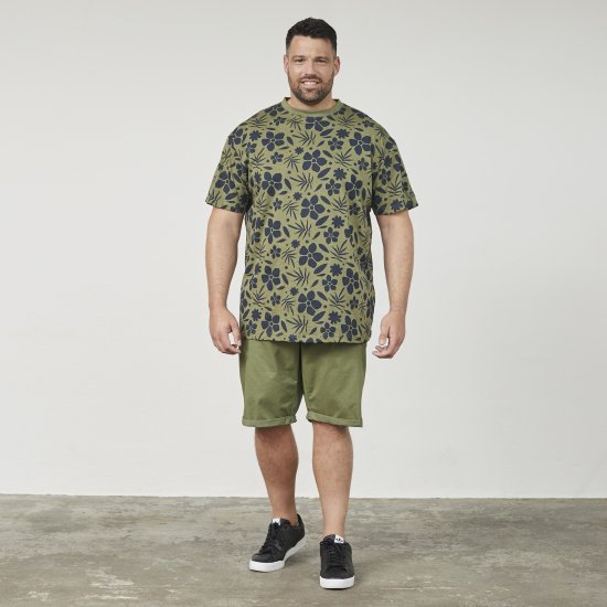 North Latitude 61123 Tricou Cu Imprimeu All Over Verde Măsliniu - Tricouri - Tricouri Bărbați Mărimi Mari