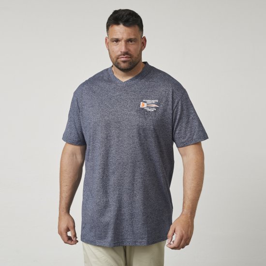North Latitude 61124 Tricou În Dungi Albastru Marin - Tricouri - Tricouri Bărbați Mărimi Mari