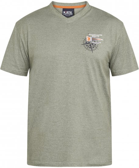 North Latitude 61124 Tricou În Dungi Verde Măsliniu - Tricouri - Tricouri Bărbați Mărimi Mari