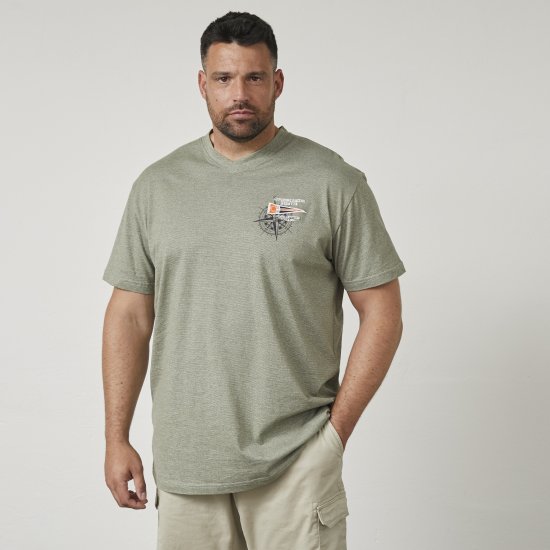 North Latitude 61124 Tricou În Dungi Verde Măsliniu - Tricouri - Tricouri Bărbați Mărimi Mari
