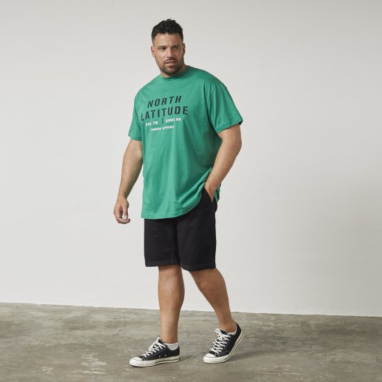 North Latitude 61135 Tricou Cu Imprimeu Verde - Tricouri - Tricouri Bărbați Mărimi Mari