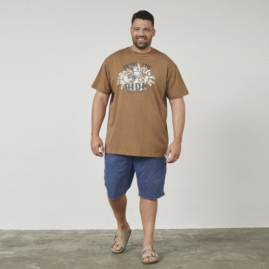 North Latitude 61315 Tricou Cu Imprimeu Camel - Tricouri - Tricouri Bărbați Mărimi Mari
