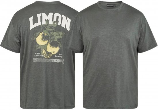North Latitude 61317 Tricou Slub Cu Imprimeu Pe Spate Verde Prafuit Închis - Tricouri - Tricouri Bărbați Mărimi Mari