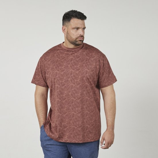 North Latitude 61318 Tricou Cu Imprimeu All Over Maro Coniac - Tricouri - Tricouri Bărbați Mărimi Mari