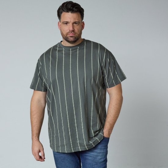 North Latitude 61319 Tricou În Dungi Verde Prafuit Închis - Tricouri - Tricouri Bărbați Mărimi Mari