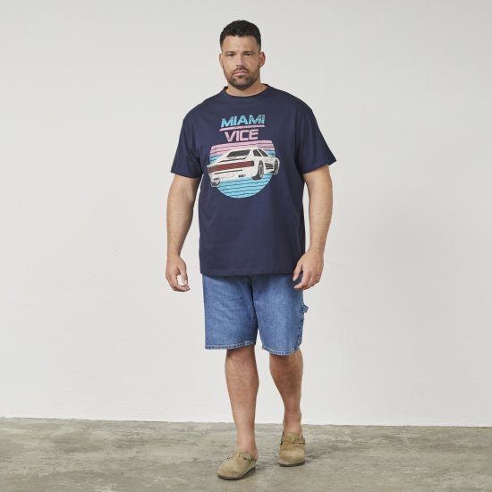 North Latitude 61351 MIAMI VICE Tricou Albastru Marin - Tricouri - Tricouri Bărbați Mărimi Mari