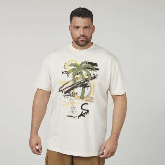North Latitude 61360 Palm Printed T-Shirt Off White - Tricouri cu imprimeu - Tricouri cu imprimeu mărimi mari