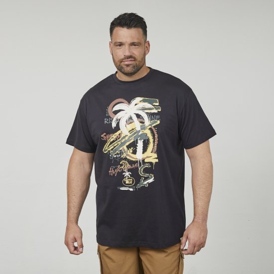 North Latitude 61360 Tricou Cu Imprimeu Negru - Tricouri - Tricouri Bărbați Mărimi Mari