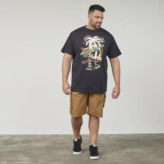 North Latitude 61360 Tricou Cu Imprimeu Negru - Tricouri - Tricouri Bărbați Mărimi Mari