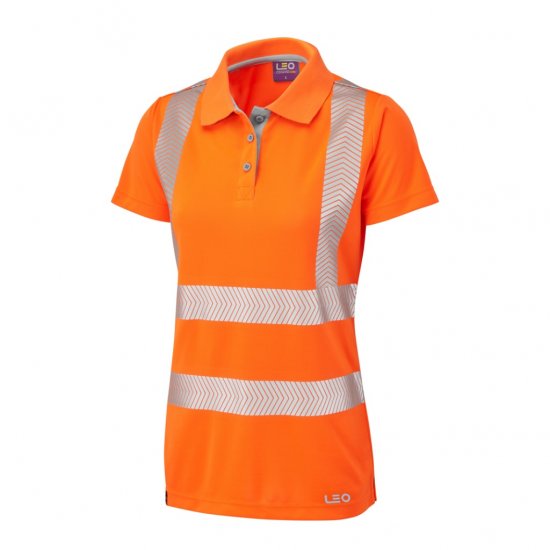 Leo Pippacott EcoViz Performance+ Women's Polo Shirt Orange - Haine de lucru -