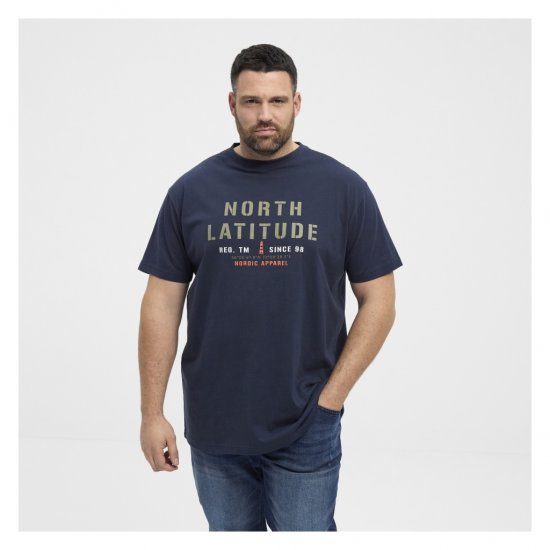 North Latitude Logo T-Shirt Navy - Tricouri - Tricouri Bărbați Mărimi Mari