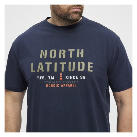North Latitude Logo T-Shirt Navy - Tricouri - Tricouri Bărbați Mărimi Mari