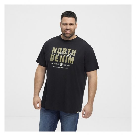 North Latitude Denim Printed Logo T-Shirt Black - Tricouri - Tricouri Bărbați Mărimi Mari