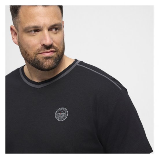 North Latitude Pyjama T-Shirt V-Neck Short Sleeve Black - Pijamale/Haine de casă - Pijamale Bărbați Mărimi Mari